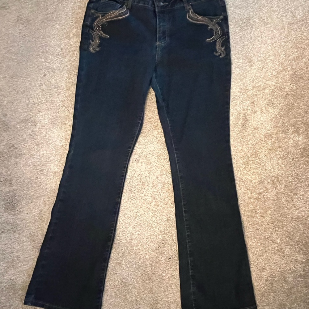 Roz & Ali Women's Blue Embroidered‎ Jeans Size 14 Average